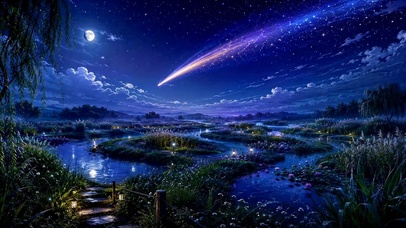 流星夜湖