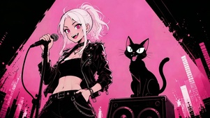 朋克少女与黑猫的摇滚时刻