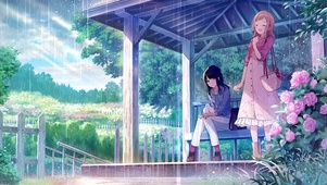 避雨的女孩