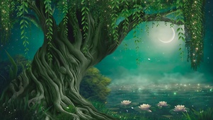 梦幻夜晚湖边