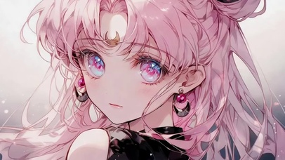 粉发动漫插画少女