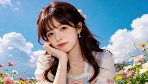晴空花海清纯美少女