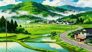 乡村稻田小卖部