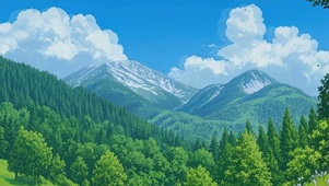 护眼山川绿景带鱼屏