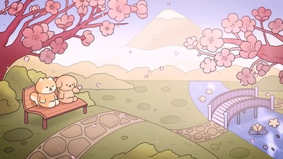 樱花树下的狗狗