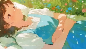 躺树下女孩带鱼屏