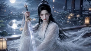 月夜古风持剑清冷美人