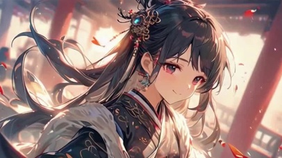 黑发古风貂裘少女