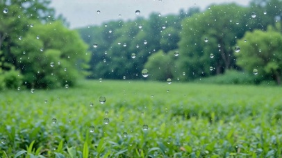 雨天清新青草地