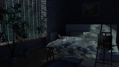 森林卧室窗外雷雨