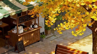 秋天路边咖啡店