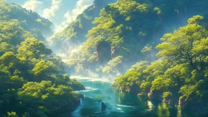 云雾绿色山林河谷