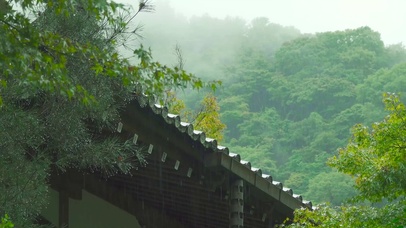 山间古寺屋檐雨