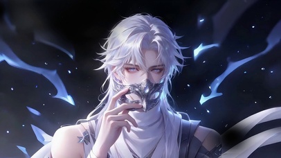 白发红瞳面具美少年