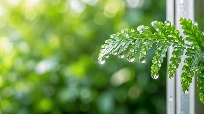 雨后清新绿叶水珠