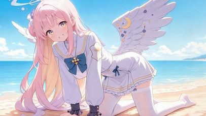 海边粉发天使美少女圣园未花