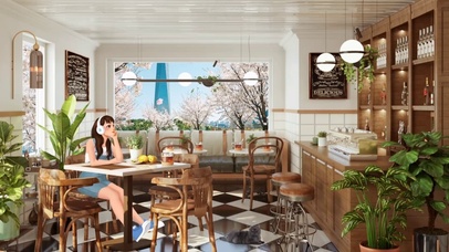 坐在咖啡馆的少女