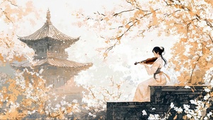 唯美国风秋日古风美女