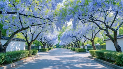 唯美蓝花楹林荫步道