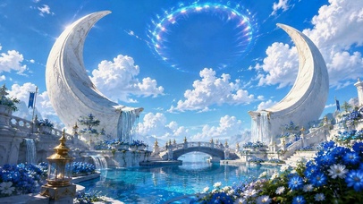 蓝天月环仙境