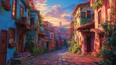 漫步夕阳浪漫欧洲小镇