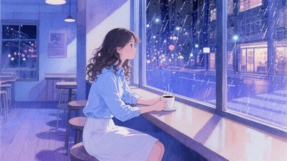 【雨景】在咖啡店等雨停