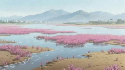 清晨晨雾湿地