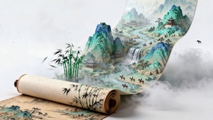 古风山水卷画