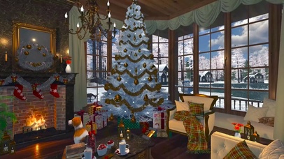 圣诞雪天别墅小屋