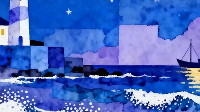 夜景海景星空带鱼屏