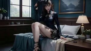 头戴兔耳头巾的长腿美女