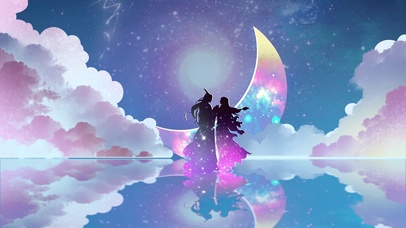 唯美七夕月亮喜鹊