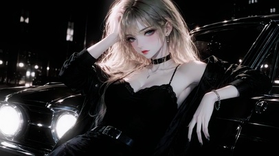 暗夜街头酷飒二次元美少女