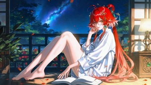 星空夜红发美少女长离