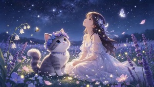 星空漫野，与小猫一同仰望星河