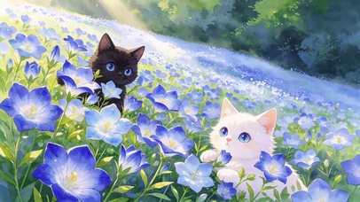 花海里的小猫咪