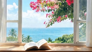 夏天窗外海景