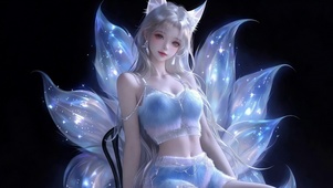 梦幻蓝光九尾狐美少女