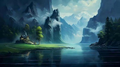 护眼山云雾树木河流