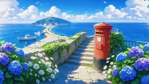 唯美海岸绣球花