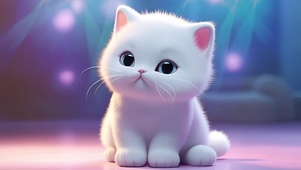 可爱小白猫