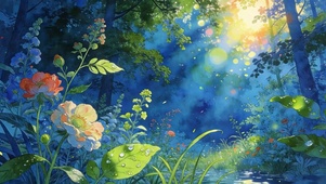 护眼绿景树木河流
