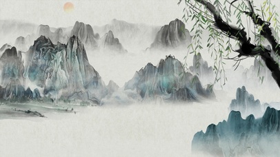 水墨山水风景4K