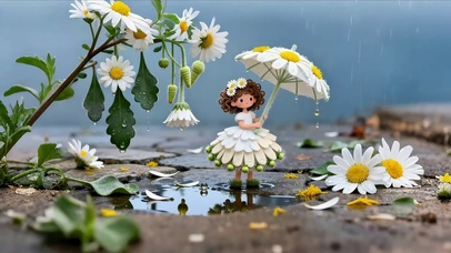 雨天邹菊小女孩