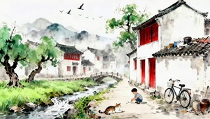 水墨风小镇