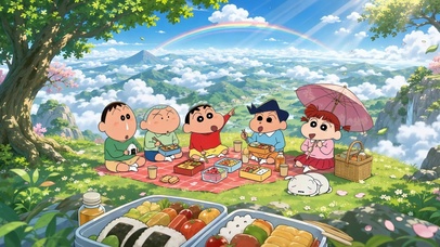 蜡笔小新春日野餐