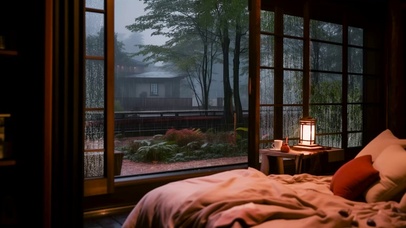 安静雨天房间