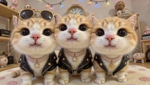 可爱炫酷三只小橘猫