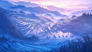 清晨静谧梯田