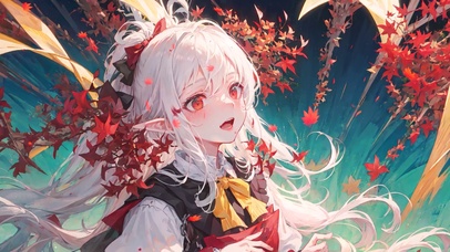 枫叶白发少女